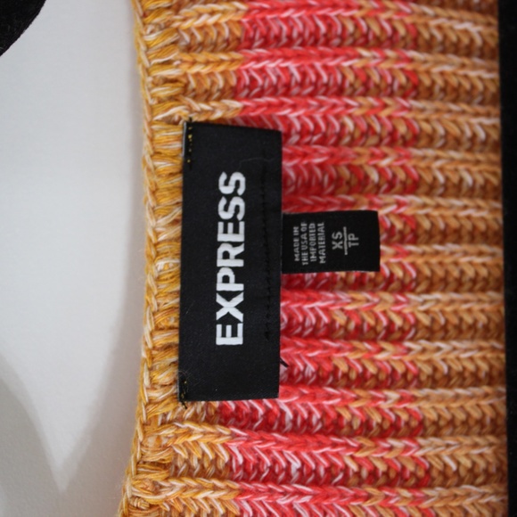 Express Striped, Slit Back, V-Neck Women's Multicolored Sweater - Picture 4 of 8